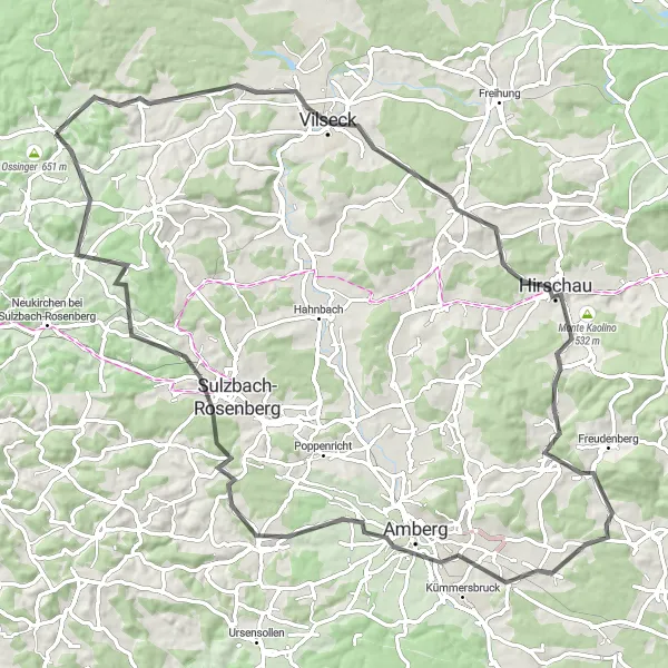 Map miniature of "Climbing Adventure" cycling inspiration in Oberpfalz, Germany. Generated by Tarmacs.app cycling route planner