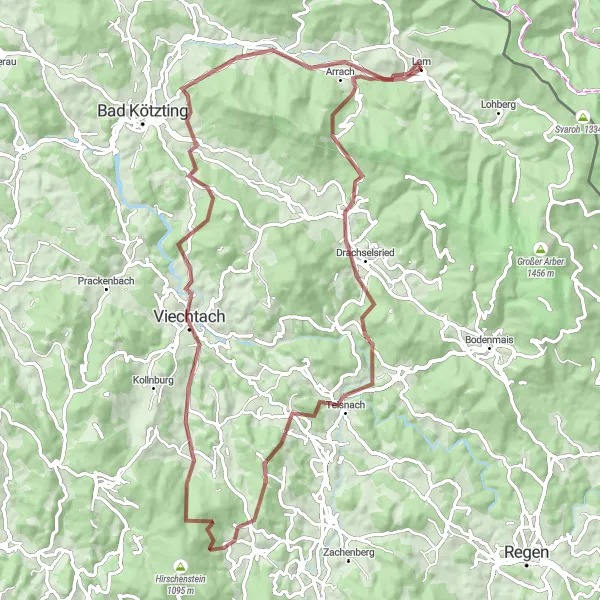 Map miniature of "Mountain Explorer" cycling inspiration in Oberpfalz, Germany. Generated by Tarmacs.app cycling route planner