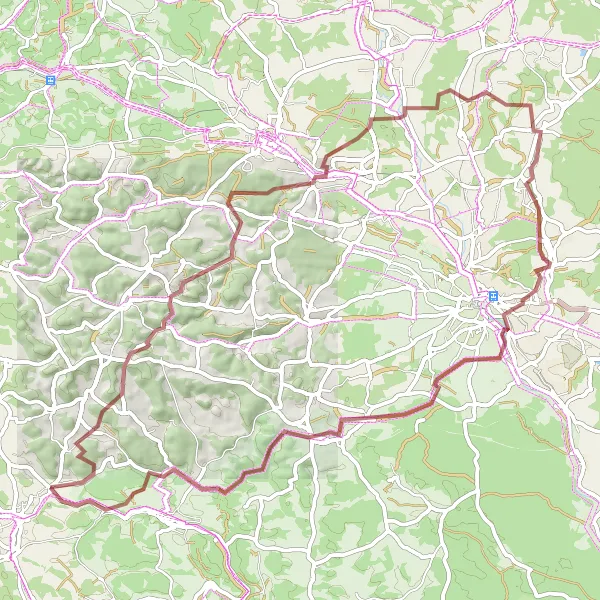 Karten-Miniaturansicht der Radinspiration "Abenteuerliche Gravel-Rundfahrt um Lauterhofen (Oberpfalz)" in Oberpfalz, Germany. Erstellt vom Tarmacs.app-Routenplaner für Radtouren