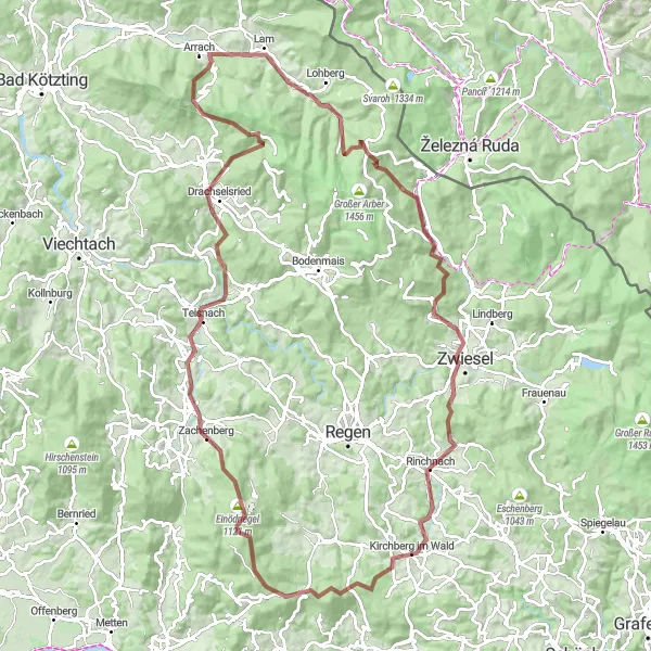 Karten-Miniaturansicht der Radinspiration "Die Regenhütte Schleife" in Oberpfalz, Germany. Erstellt vom Tarmacs.app-Routenplaner für Radtouren