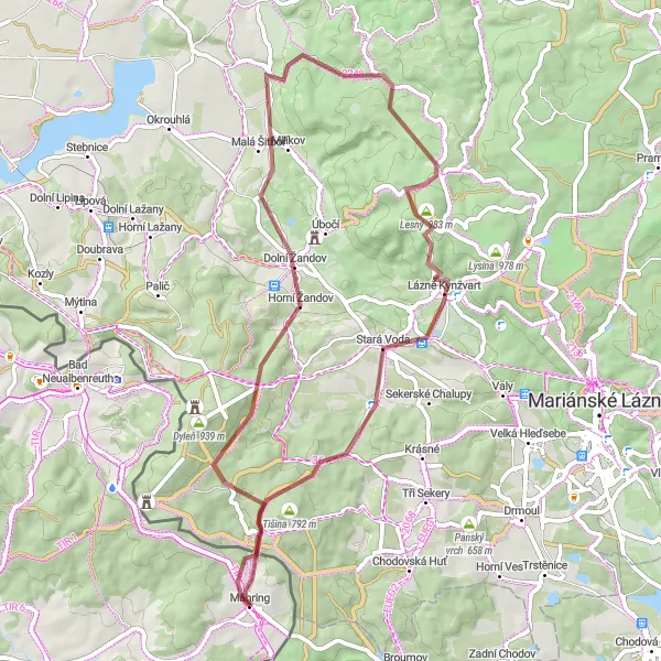 Karten-Miniaturansicht der Radinspiration "Kameniště Rundtour" in Oberpfalz, Germany. Erstellt vom Tarmacs.app-Routenplaner für Radtouren
