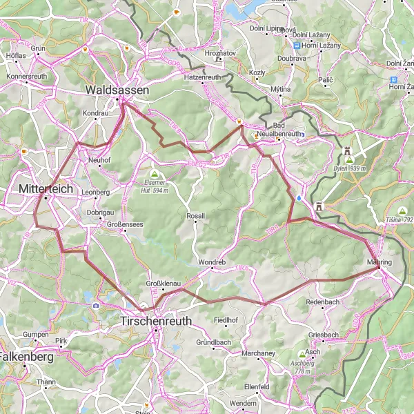 Map miniature of "Geißbühl Adventure" cycling inspiration in Oberpfalz, Germany. Generated by Tarmacs.app cycling route planner