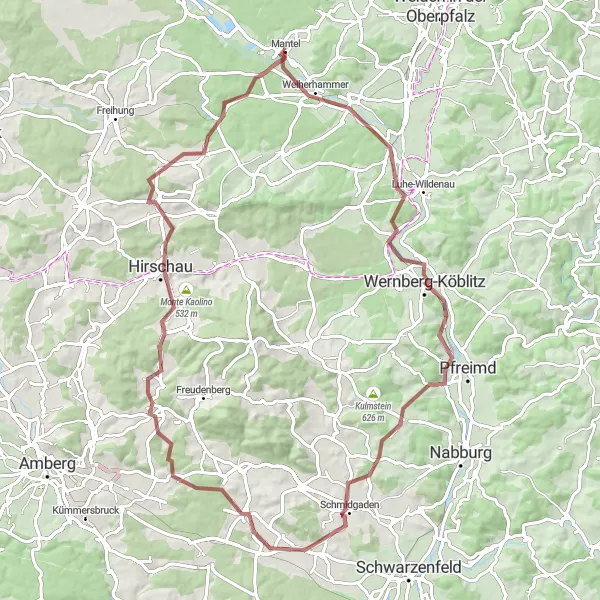 Karten-Miniaturansicht der Radinspiration "Weiherhammer und Schmidgaden Rundweg" in Oberpfalz, Germany. Erstellt vom Tarmacs.app-Routenplaner für Radtouren