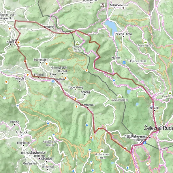 Map miniature of "Bayerischer Wald Gate" cycling inspiration in Oberpfalz, Germany. Generated by Tarmacs.app cycling route planner