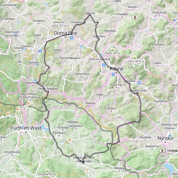 Map miniature of "Neukirchen Loop" cycling inspiration in Oberpfalz, Germany. Generated by Tarmacs.app cycling route planner