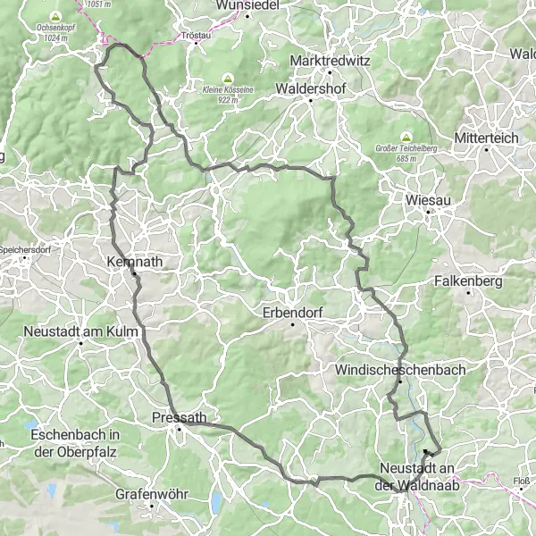 Map miniature of "Ultimate Challenge with Stunning Views" cycling inspiration in Oberpfalz, Germany. Generated by Tarmacs.app cycling route planner