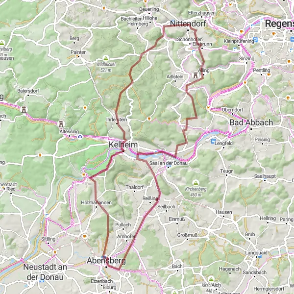 Map miniature of "Gravel Adventure" cycling inspiration in Oberpfalz, Germany. Generated by Tarmacs.app cycling route planner