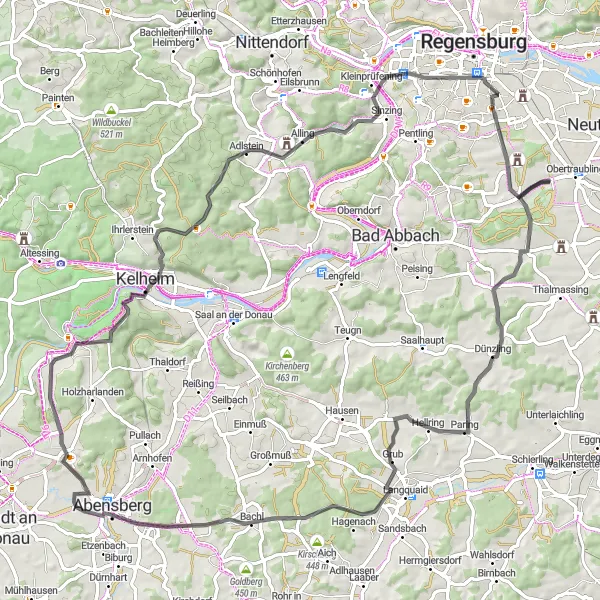 Karten-Miniaturansicht der Radinspiration "Fahrt durch Wolkering, Paring und Königswiesener Berg" in Oberpfalz, Germany. Erstellt vom Tarmacs.app-Routenplaner für Radtouren