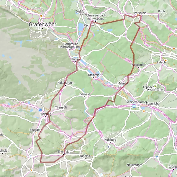 Karten-Miniaturansicht der Radinspiration "Erforschen Sie den Höllenberg und Radl-Point" in Oberpfalz, Germany. Erstellt vom Tarmacs.app-Routenplaner für Radtouren