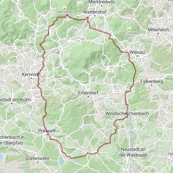 Karten-Miniaturansicht der Radinspiration "Abenteuerliche Gravel Tour durch die Oberpfalz" in Oberpfalz, Germany. Erstellt vom Tarmacs.app-Routenplaner für Radtouren