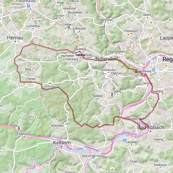 Map miniature of "Scenic Gravel Ride" cycling inspiration in Oberpfalz, Germany. Generated by Tarmacs.app cycling route planner