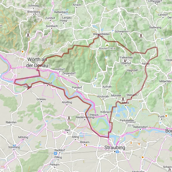 Karten-Miniaturansicht der Radinspiration "Schloßberg und Neues Schloss Steinach Route" in Oberpfalz, Germany. Erstellt vom Tarmacs.app-Routenplaner für Radtouren