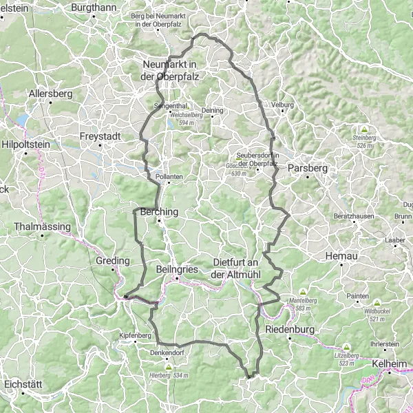 Map miniature of "Road Cycling Route: Pilsach - Sulzbuck - Pilsach" cycling inspiration in Oberpfalz, Germany. Generated by Tarmacs.app cycling route planner