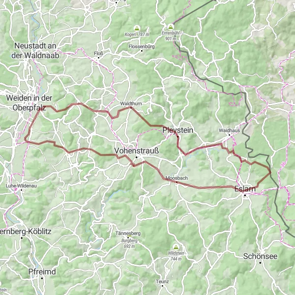 Karten-Miniaturansicht der Radinspiration "Abenteuertour von Pirk nach Pirk und Schirmitz" in Oberpfalz, Germany. Erstellt vom Tarmacs.app-Routenplaner für Radtouren