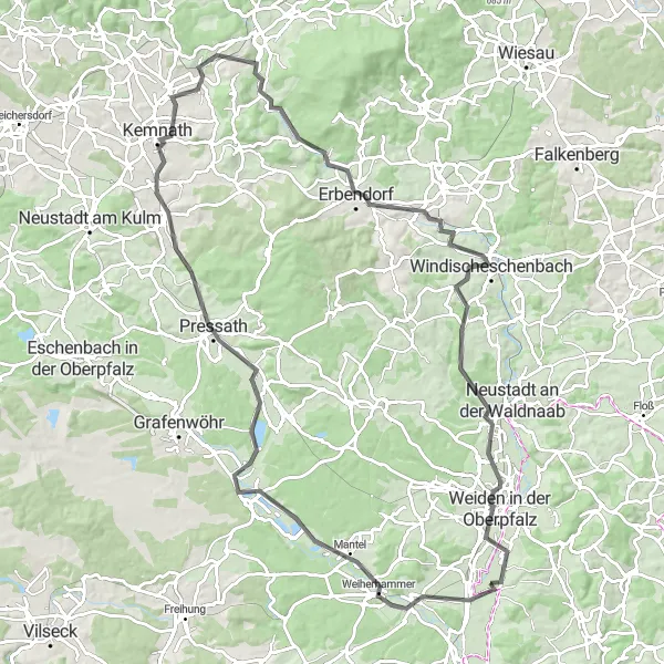 Karten-Miniaturansicht der Radinspiration "Rundweg von Pirk nach Pirk" in Oberpfalz, Germany. Erstellt vom Tarmacs.app-Routenplaner für Radtouren