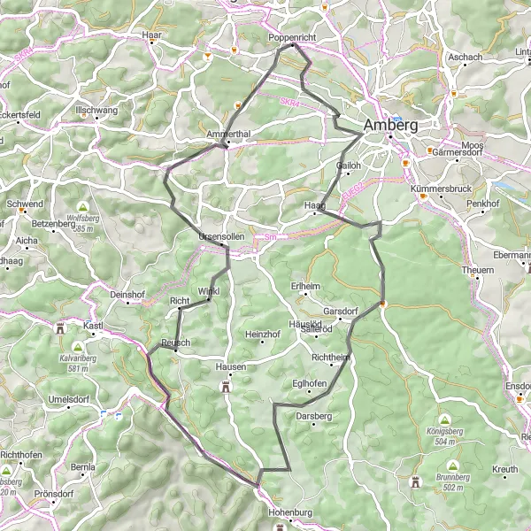 Map miniature of "Gailoh Loop" cycling inspiration in Oberpfalz, Germany. Generated by Tarmacs.app cycling route planner