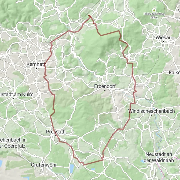 Karten-Miniaturansicht der Radinspiration "Abenteuer im Oberpfälzer Wald" in Oberpfalz, Germany. Erstellt vom Tarmacs.app-Routenplaner für Radtouren