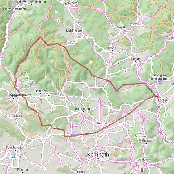Karten-Miniaturansicht der Radinspiration "Kulmain und Umgebung" in Oberpfalz, Germany. Erstellt vom Tarmacs.app-Routenplaner für Radtouren