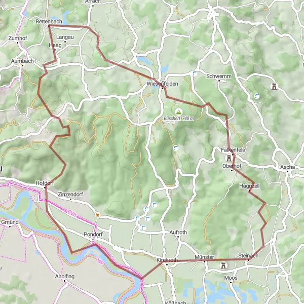 Map miniature of "Hohenried Route" cycling inspiration in Oberpfalz, Germany. Generated by Tarmacs.app cycling route planner