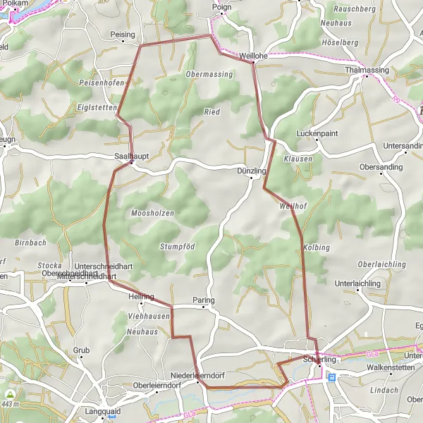 Map miniature of "Niederleierndorf Loop" cycling inspiration in Oberpfalz, Germany. Generated by Tarmacs.app cycling route planner