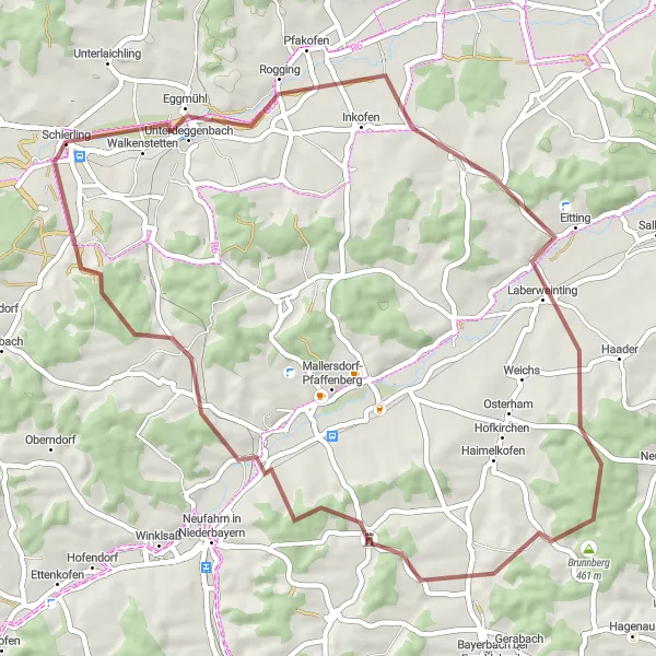 Map miniature of "Laberweinting Loop" cycling inspiration in Oberpfalz, Germany. Generated by Tarmacs.app cycling route planner
