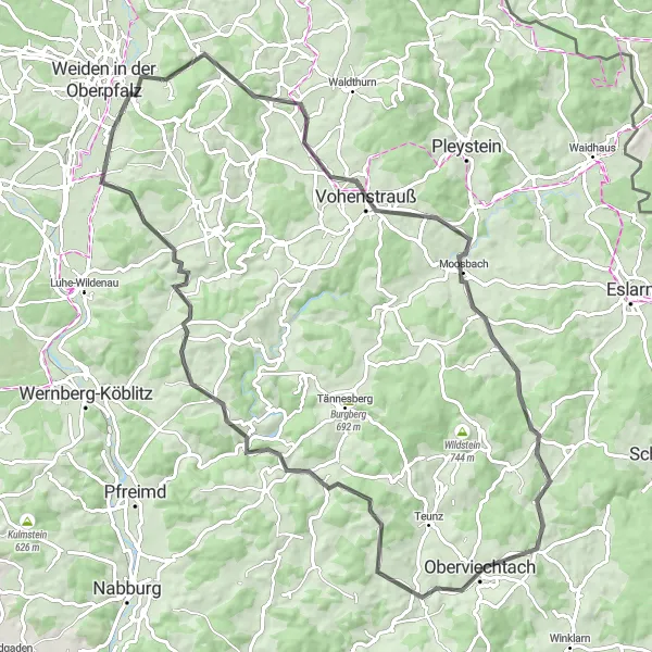 Map miniature of "Geißleite Loop" cycling inspiration in Oberpfalz, Germany. Generated by Tarmacs.app cycling route planner