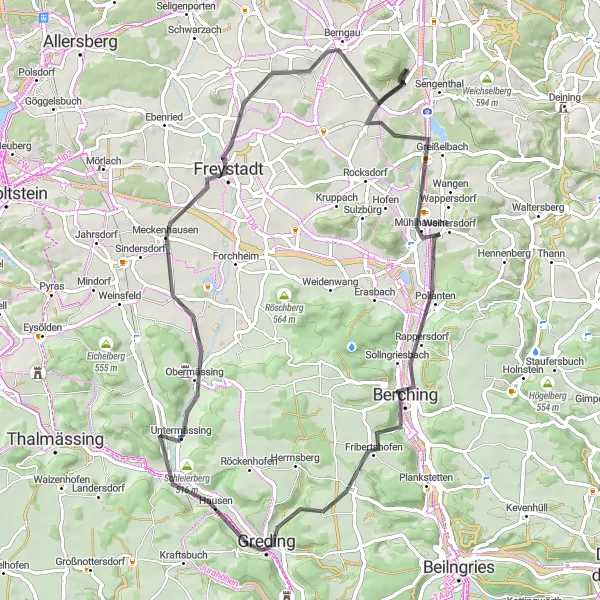 Map miniature of "Buchberg Loop" cycling inspiration in Oberpfalz, Germany. Generated by Tarmacs.app cycling route planner