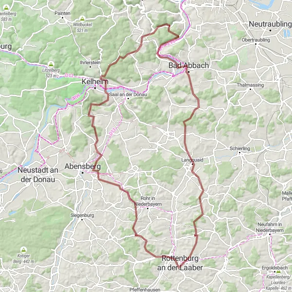 Map miniature of "Gravel Adventure in Sinzing" cycling inspiration in Oberpfalz, Germany. Generated by Tarmacs.app cycling route planner