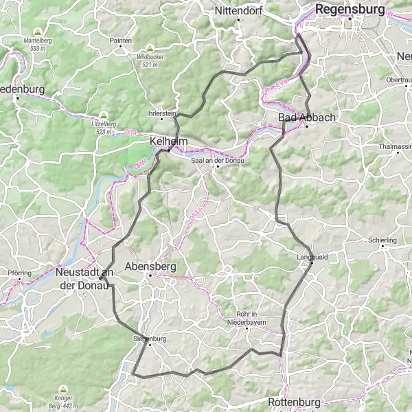Map miniature of "Sinzing Ultimate Challenge" cycling inspiration in Oberpfalz, Germany. Generated by Tarmacs.app cycling route planner