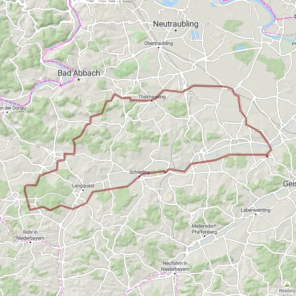 Map miniature of "Gravel Adventure to Herrnwahlthann" cycling inspiration in Oberpfalz, Germany. Generated by Tarmacs.app cycling route planner