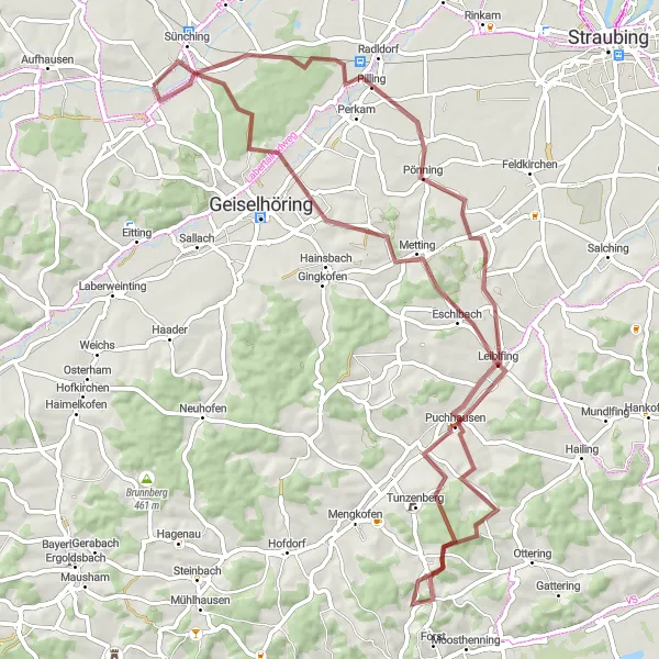 Map miniature of "The Country Escape" cycling inspiration in Oberpfalz, Germany. Generated by Tarmacs.app cycling route planner