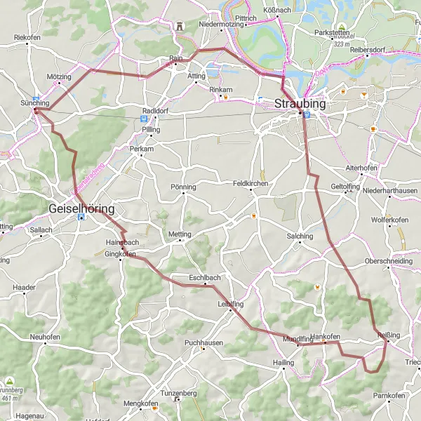 Map miniature of "The Hidden Gems Route" cycling inspiration in Oberpfalz, Germany. Generated by Tarmacs.app cycling route planner