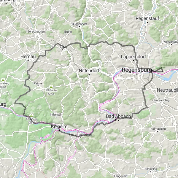 Map miniature of "Historical Route" cycling inspiration in Oberpfalz, Germany. Generated by Tarmacs.app cycling route planner
