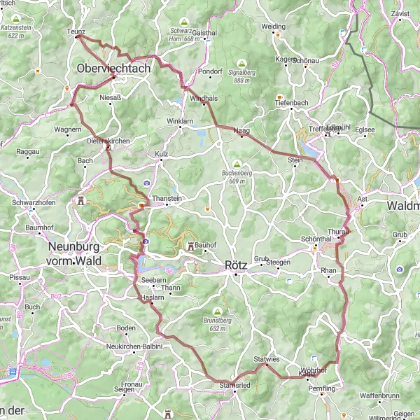 Map miniature of "Hammerbühl Loop" cycling inspiration in Oberpfalz, Germany. Generated by Tarmacs.app cycling route planner