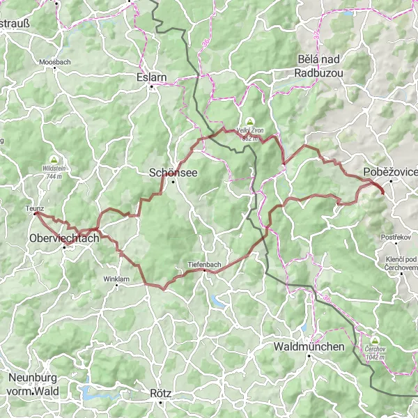 Map miniature of "Off the Beaten Path" cycling inspiration in Oberpfalz, Germany. Generated by Tarmacs.app cycling route planner