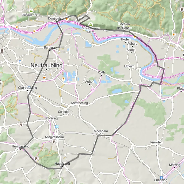 Map miniature of "Thalmassing Countryside Ride" cycling inspiration in Oberpfalz, Germany. Generated by Tarmacs.app cycling route planner