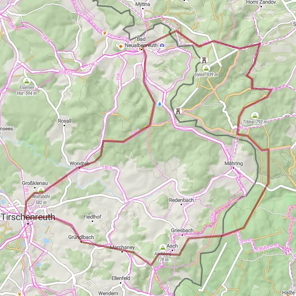 Karten-Miniaturansicht der Radinspiration "Abenteuer im Grenzland" in Oberpfalz, Germany. Erstellt vom Tarmacs.app-Routenplaner für Radtouren