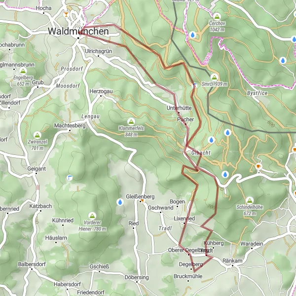 Karten-Miniaturansicht der Radinspiration "Kurze Gravel-Tour durch die Umgebung" in Oberpfalz, Germany. Erstellt vom Tarmacs.app-Routenplaner für Radtouren