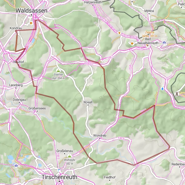 Karten-Miniaturansicht der Radinspiration "Rundfahrt um Waldsassen" in Oberpfalz, Germany. Erstellt vom Tarmacs.app-Routenplaner für Radtouren