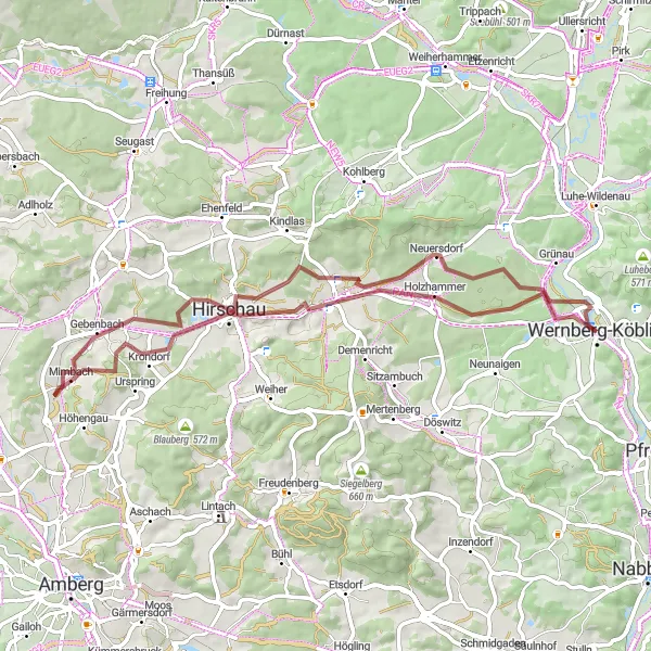 Karten-Miniaturansicht der Radinspiration "Abenteuerliche Gravel-Tour durch die Oberpfalz" in Oberpfalz, Germany. Erstellt vom Tarmacs.app-Routenplaner für Radtouren