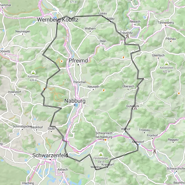 Karten-Miniaturansicht der Radinspiration "Herausfordernde Tour nach Haselberg" in Oberpfalz, Germany. Erstellt vom Tarmacs.app-Routenplaner für Radtouren