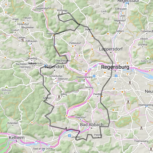 Map miniature of "Road Cycling through Idyllic Landscapes" cycling inspiration in Oberpfalz, Germany. Generated by Tarmacs.app cycling route planner