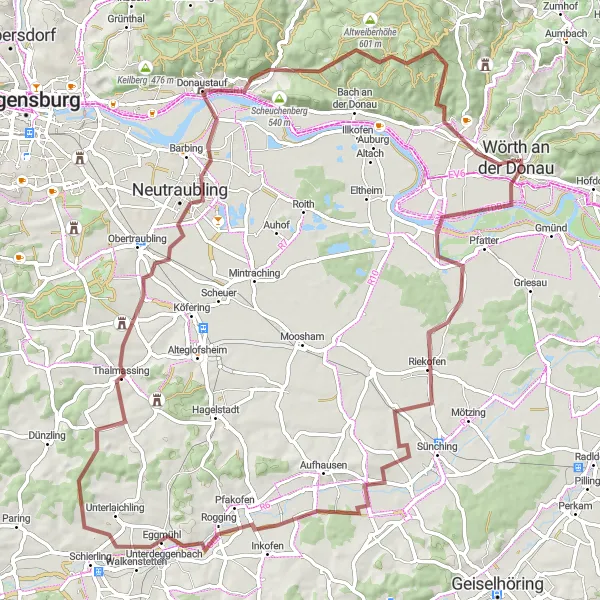 Map miniature of "Hidden Gems: Rural Delights" cycling inspiration in Oberpfalz, Germany. Generated by Tarmacs.app cycling route planner