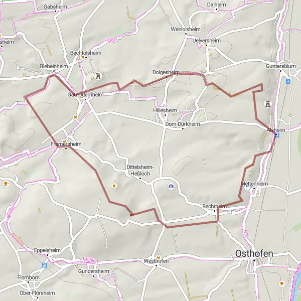 Karten-Miniaturansicht der Radinspiration "Bechtheim Entdeckungstour" in Rheinhessen-Pfalz, Germany. Erstellt vom Tarmacs.app-Routenplaner für Radtouren