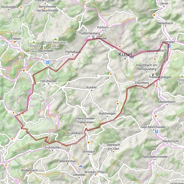 Karten-Miniaturansicht der Radinspiration "Gravel-Tour zu historischen Stätten" in Rheinhessen-Pfalz, Germany. Erstellt vom Tarmacs.app-Routenplaner für Radtouren