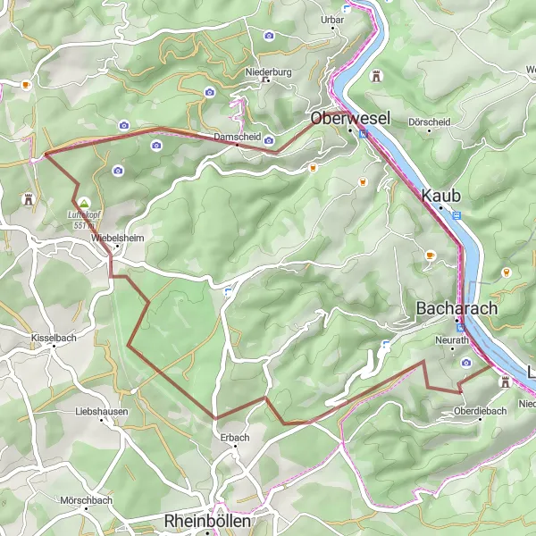 Map miniature of "Gorgeous Gravel Roadscapes of Rheinhessen-Pfalz" cycling inspiration in Rheinhessen-Pfalz, Germany. Generated by Tarmacs.app cycling route planner