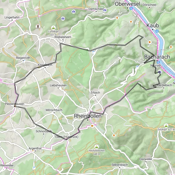 Map miniature of "Hidden Gems of Rheinhessen-Pfalz" cycling inspiration in Rheinhessen-Pfalz, Germany. Generated by Tarmacs.app cycling route planner