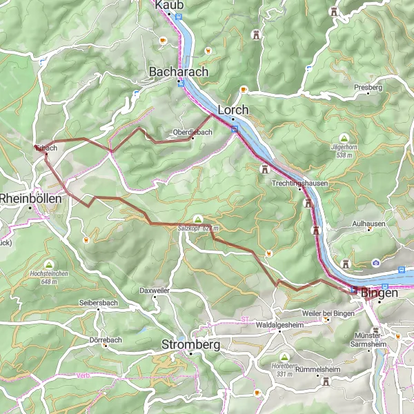 Map miniature of "Spectacular Landscapes and Historic Sites" cycling inspiration in Rheinhessen-Pfalz, Germany. Generated by Tarmacs.app cycling route planner