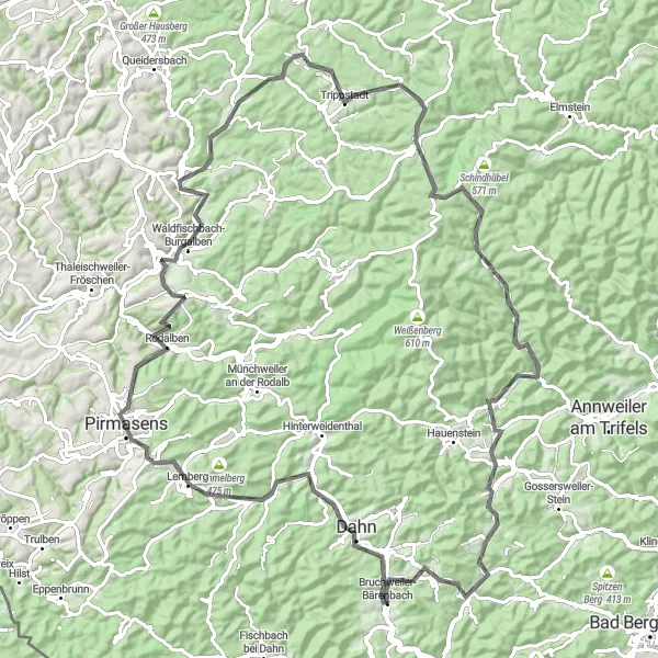 Karten-Miniaturansicht der Radinspiration "Panorama-Tour durch Rheinhessen-Pfalz" in Rheinhessen-Pfalz, Germany. Erstellt vom Tarmacs.app-Routenplaner für Radtouren