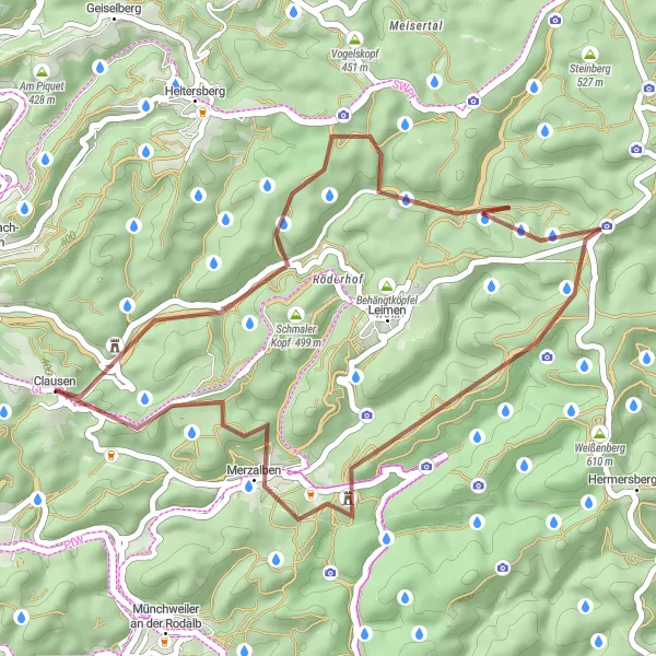 Karten-Miniaturansicht der Radinspiration "Clausen Natur-Schottertour" in Rheinhessen-Pfalz, Germany. Erstellt vom Tarmacs.app-Routenplaner für Radtouren